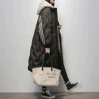 Women’s Long Quilted Jacket with Hood | Warm Padded Winter Coat