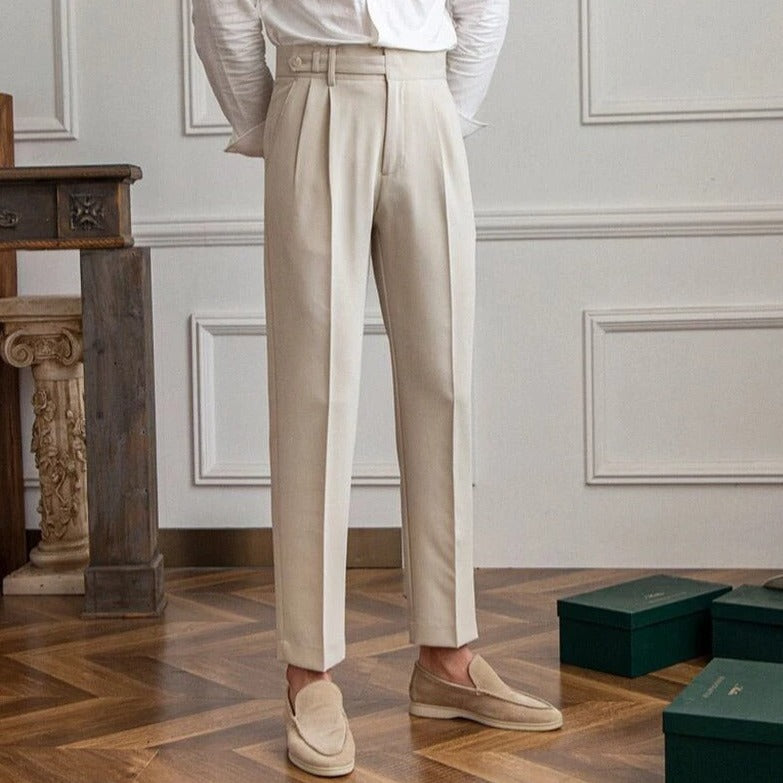 Men’s Old Money Tailored Trousers | Pleated Design | Straight-Leg Fit | Classic Elegance
