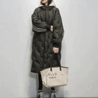 Women’s Long Quilted Jacket with Hood | Warm Padded Winter Coat