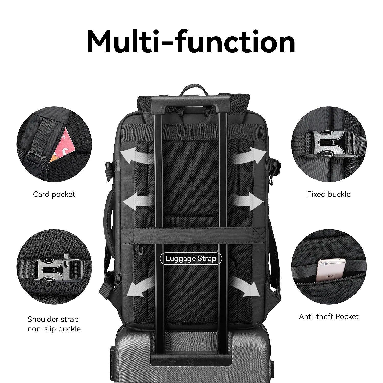 Expandable Laptop Backpack | Water-Resistant Oxford Fabric | USB Charging Port | Travel-Friendly Design