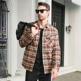 Men’s Fleece Lined Plaid Jacket in Cotton Shirt Style | Warm Winter Casual Coat