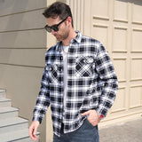 Men’s Fleece Lined Plaid Jacket in Cotton Shirt Style | Warm Winter Casual Coat