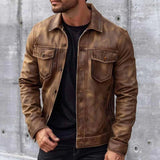 Men’s Leather Jacket in Classic Zip-Up Fit | Stylish Casual and Winter Coat
