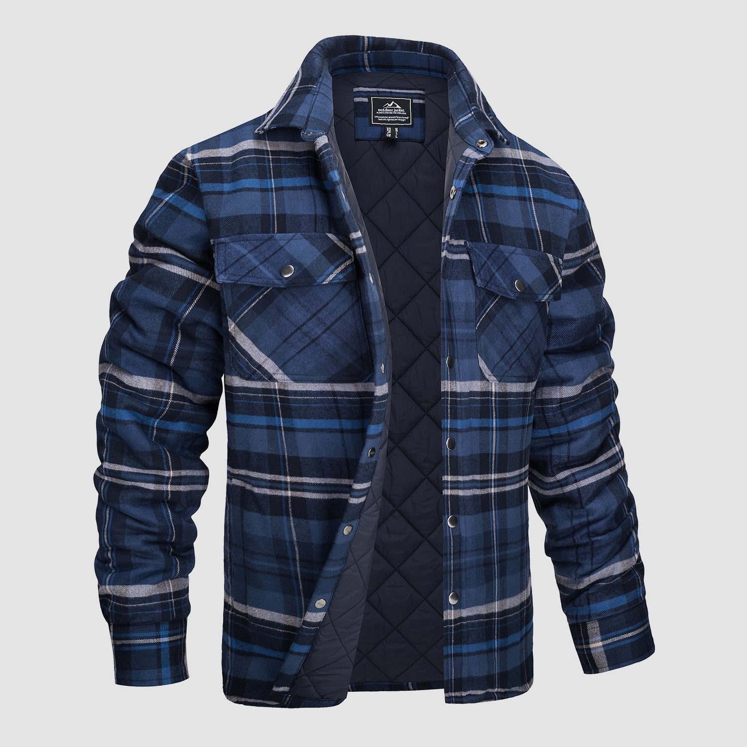 Men’s Quilted Flannel Jacket in Padded Casual Fit | Warm All-Season Shirt Coat