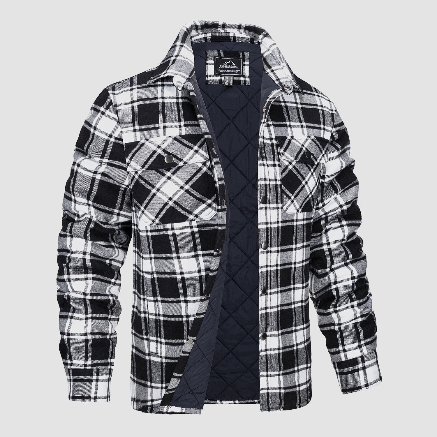 Men’s Quilted Flannel Jacket in Padded Casual Fit | Warm All-Season Shirt Coat