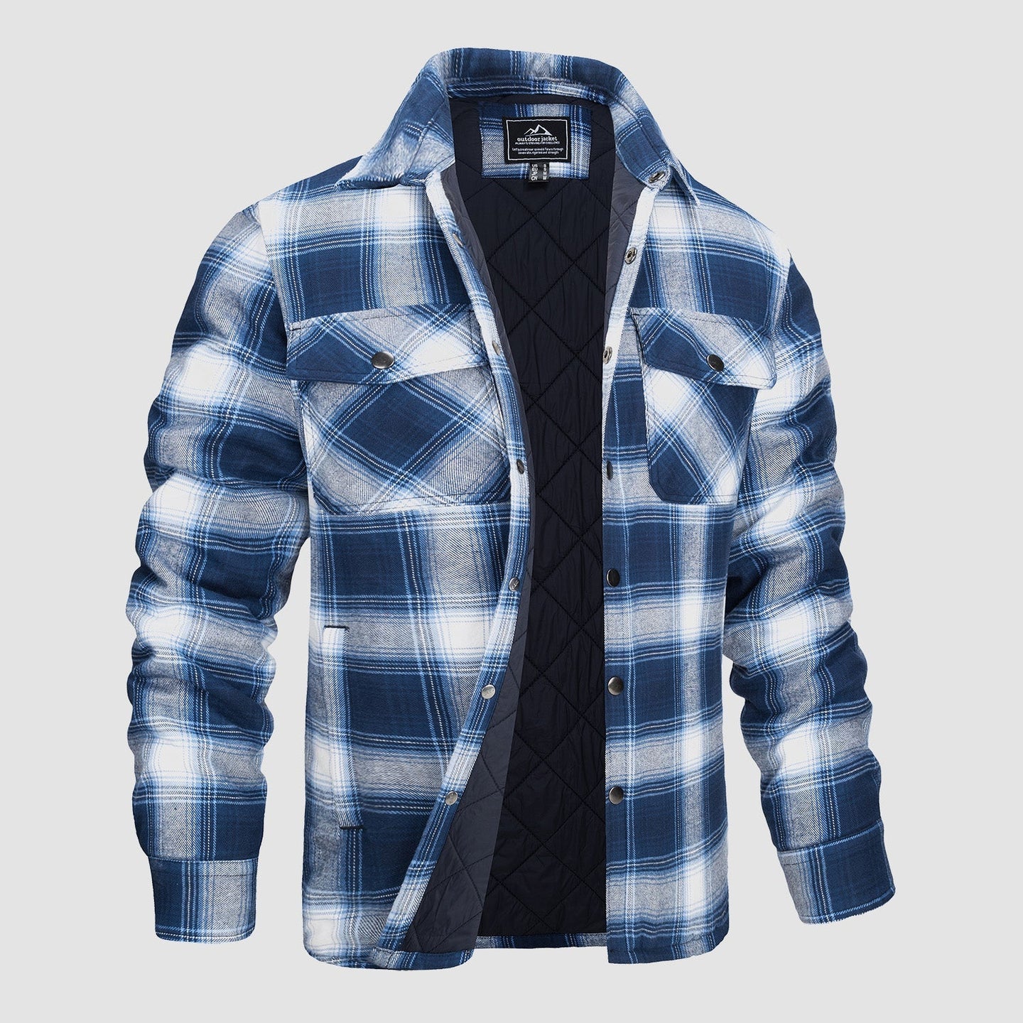 Men’s Quilted Flannel Jacket in Padded Casual Fit | Warm All-Season Shirt Coat