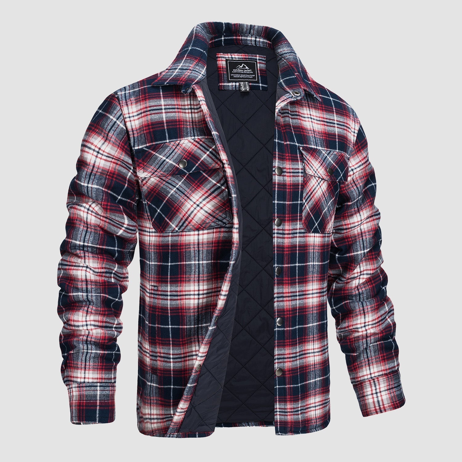 Men’s Quilted Flannel Jacket in Padded Casual Fit | Warm All-Season Shirt Coat