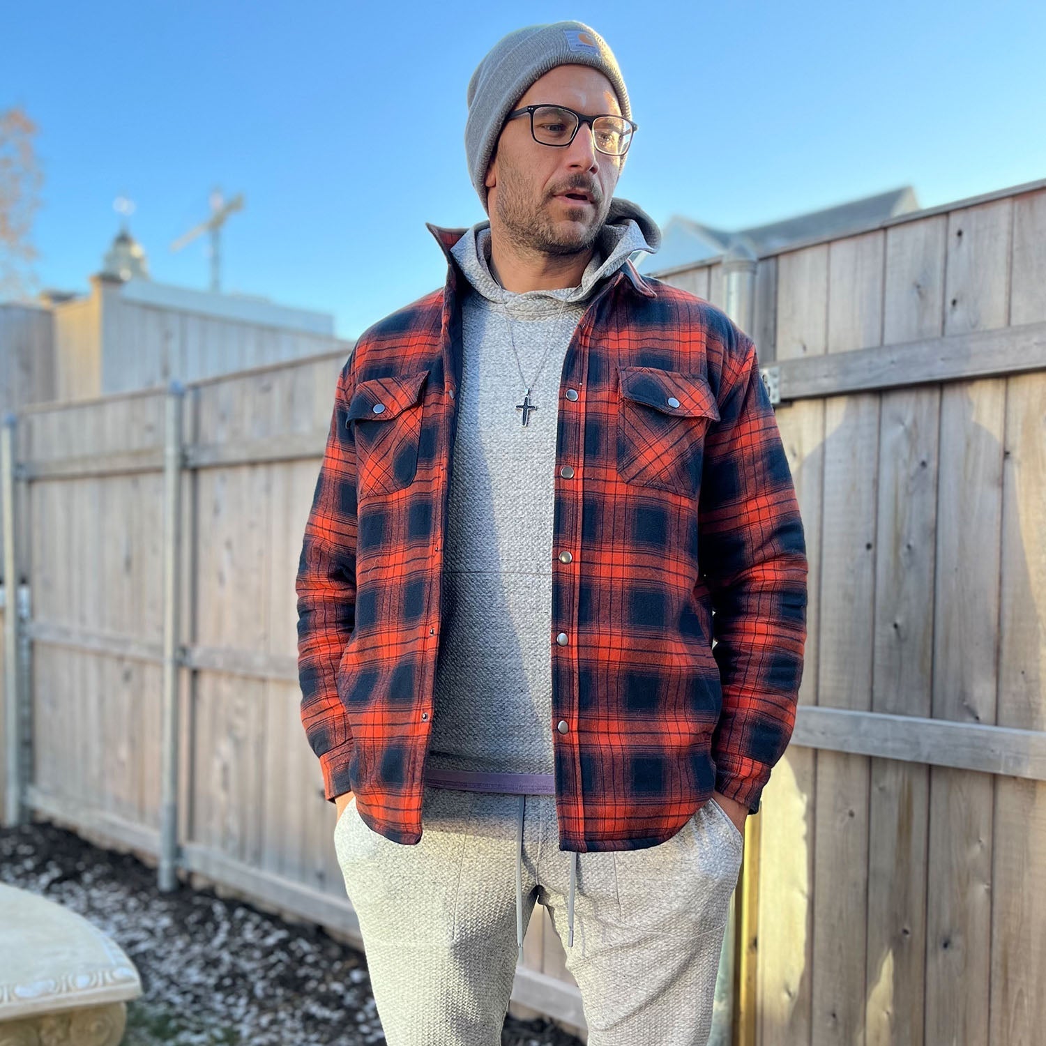 Men’s Quilted Flannel Jacket in Padded Casual Fit | Warm All-Season Shirt Coat