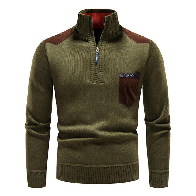 Men’s Zip Up Sweater in Thermal Winter Style | Warm Quarter Zip Jumper