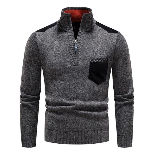 Men’s Zip Up Sweater in Thermal Winter Style | Warm Quarter Zip Jumper