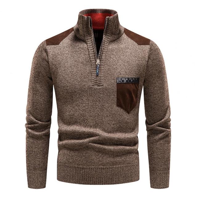 Men’s Zip Up Sweater in Thermal Winter Style | Warm Quarter Zip Jumper
