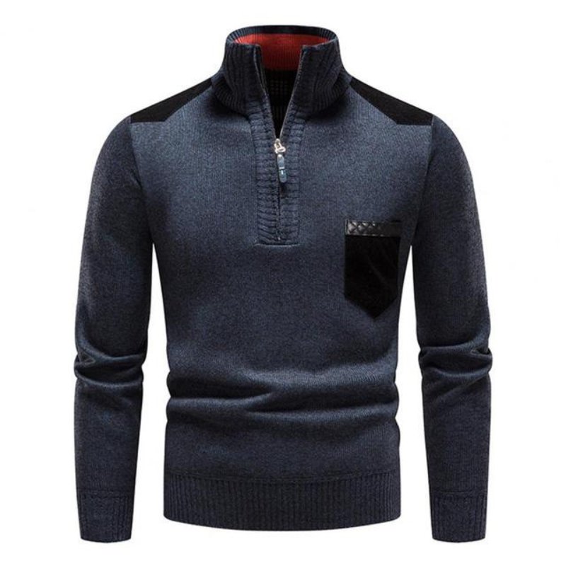 Men’s Zip Up Sweater in Thermal Winter Style | Warm Quarter Zip Jumper