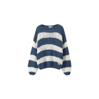 Women’s Striped Knit Jumper | Balloon Sleeves | Relaxed Fit | Cosy Autumn Layer