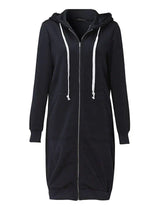 Women’s Long Zip Hoodie in Relaxed Fit Style | Casual Layering Sweatshirt