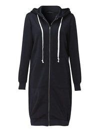 Women’s Long Zip Hoodie in Relaxed Fit Style | Casual Layering Sweatshirt