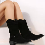 Women’s Suede-Style Boots | Soft Plush Lining | Low Heel Comfort | Trendy Casual Footwear