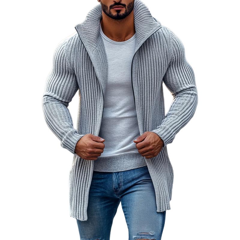 Men’s Knit Vest Cardigan with Stand Collar | Mid-Length Smart Casual Layer