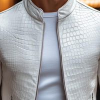 Men’s Stone Pattern Leather Jacket in Slim Fit | Modern Smart Casual Coat