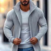 Men’s Knit Vest Cardigan with Stand Collar | Mid-Length Smart Casual Layer