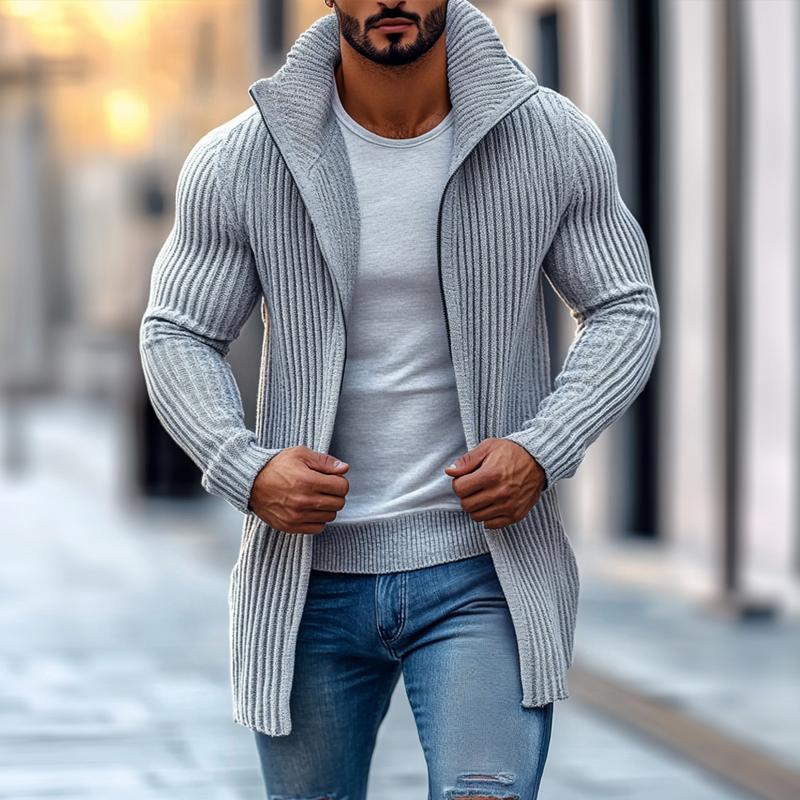 Men’s Knit Vest Cardigan with Stand Collar | Mid-Length Smart Casual Layer