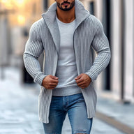 Men’s Knit Vest Cardigan with Stand Collar | Mid-Length Smart Casual Layer