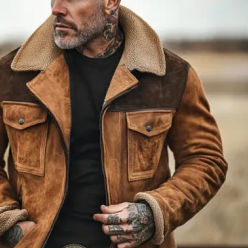 Men’s Suede Winter Coat with Polar Fleece Lining | Stylish Mid-Length Warm Jacket