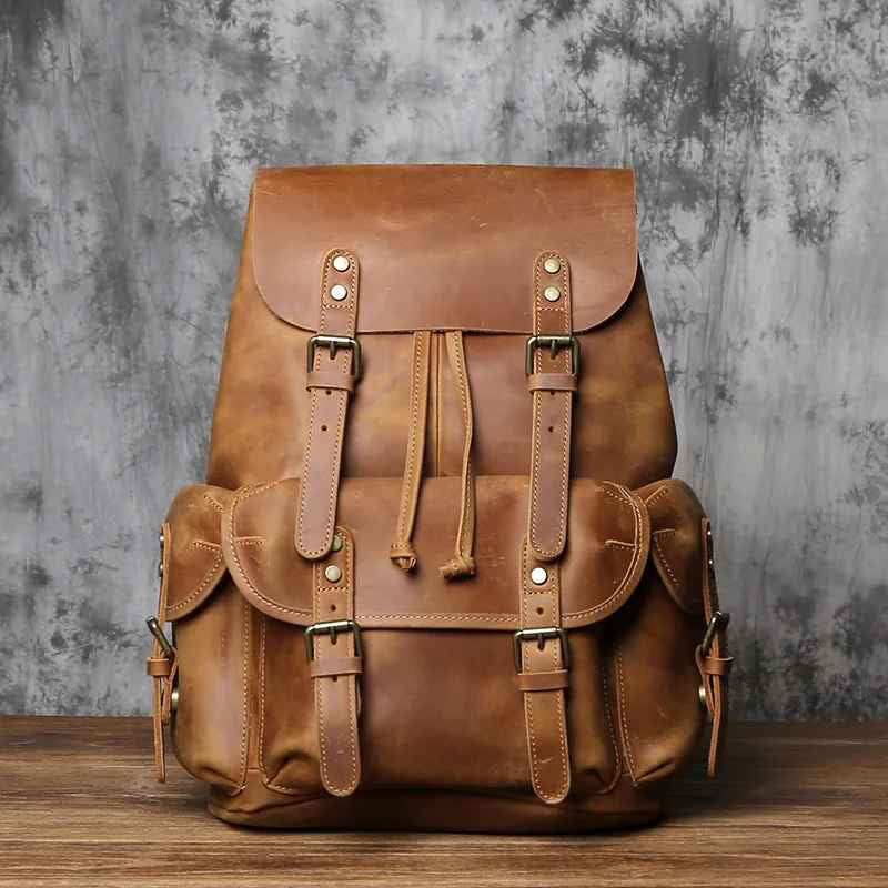Large Leather Backpack | Vintage Travel Style | Durable Everyday Companion