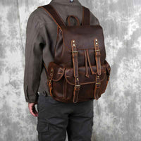 Large Leather Backpack | Vintage Travel Style | Durable Everyday Companion