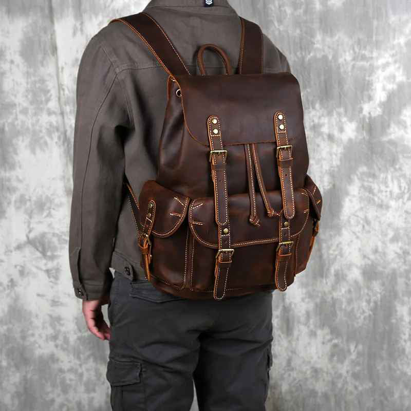 Large Leather Backpack | Vintage Travel Style | Durable Everyday Companion