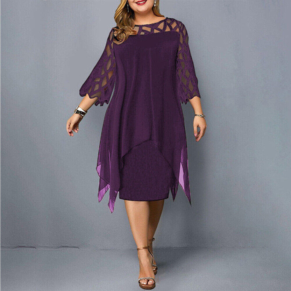 Mirella | Plus Size Lace Sleeve Midi Dress | Elegant Occasionwear