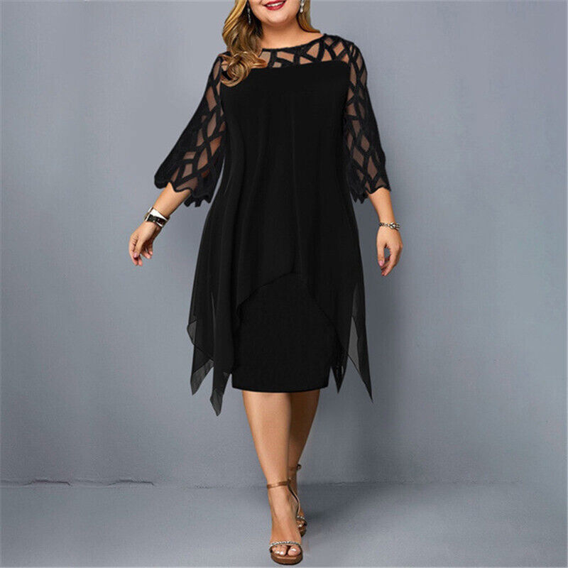 Mirella | Plus Size Lace Sleeve Midi Dress | Elegant Occasionwear