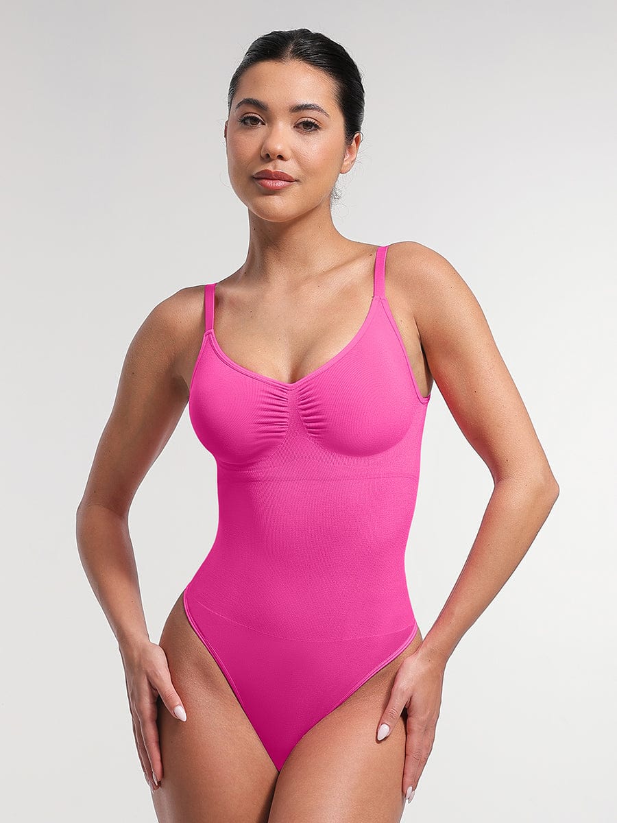 Seamless Tummy Control Thong Shapewear | Thong Bodysuit with Removable Pads