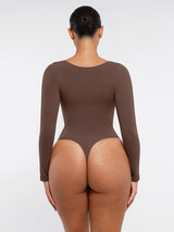 Wholesale Seamless Long Sleeve Chest Support Tummy Control Thong Bodysuit