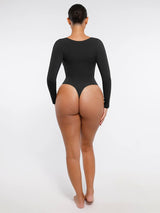 Wholesale Seamless Long Sleeve Chest Support Tummy Control Thong Bodysuit