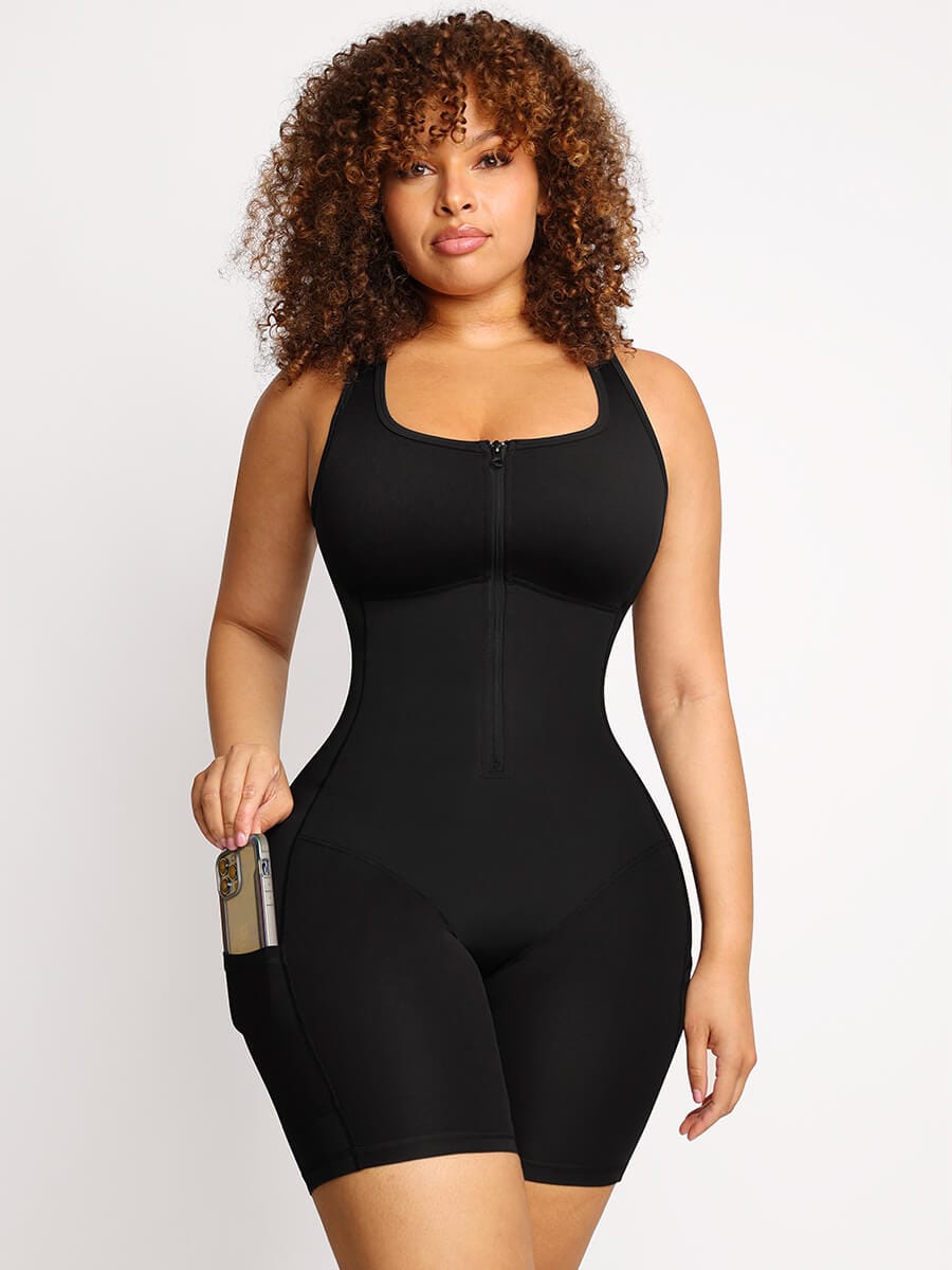 Wholesale Stretch Athletic Sauna Bodyshaper With Pockets