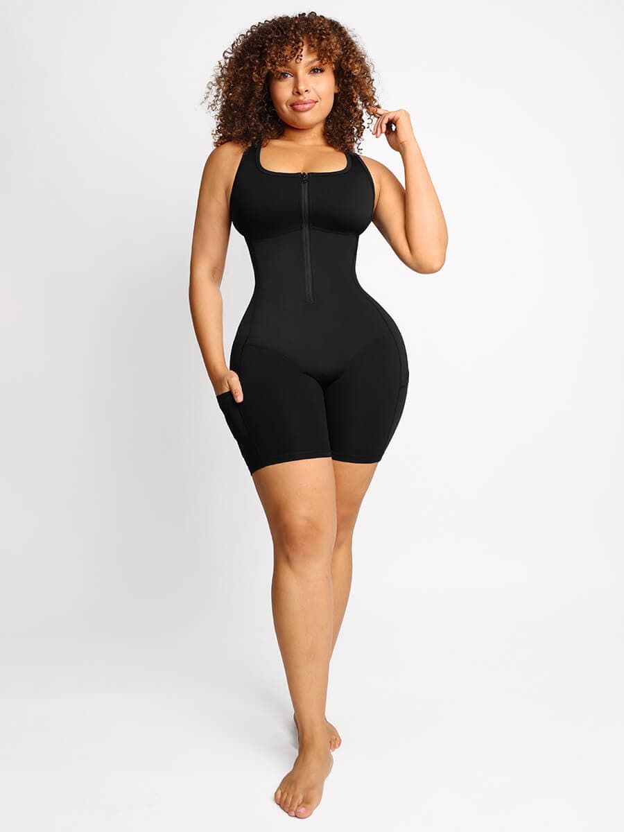 Wholesale Stretch Athletic Sauna Bodyshaper With Pockets