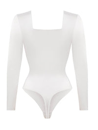 Wholesale Square Neck Long Sleeve Sleek Thong Bodysuit