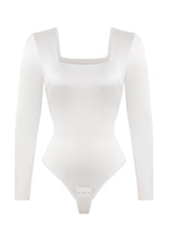 Wholesale Square Neck Long Sleeve Sleek Thong Bodysuit