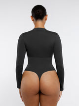 Wholesale Seamless Long Sleeve Zipper Thong Bodysuit