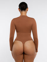 Wholesale Seamless Long Sleeve Zipper Thong Bodysuit