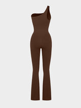 Wholesale Seamless Sloped Shoulders Shaping Jumpsuit with Flared Legs