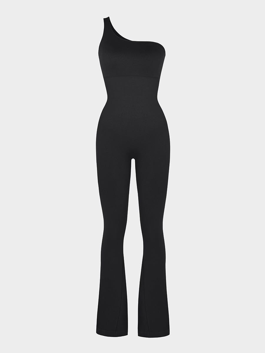 Shapewear | Seamless Jumpsuit | Flared Legs | Sloping Shoulder