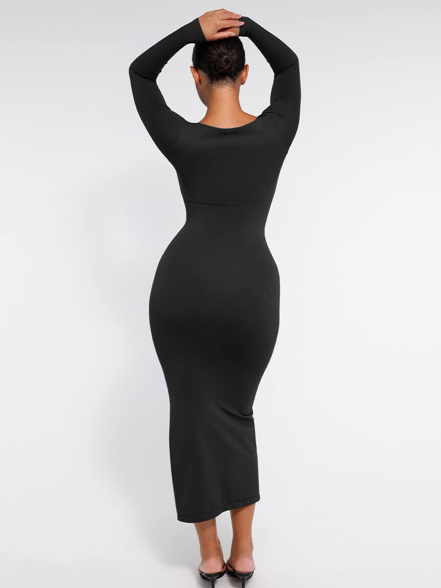 Wholesale🌿 Eco-friendly Seamless Bust Support Tummy Control High Side Slit Shaping Dress