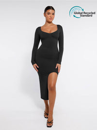 Wholesale🌿 Eco-friendly Seamless Bust Support Tummy Control High Side Slit Shaping Dress