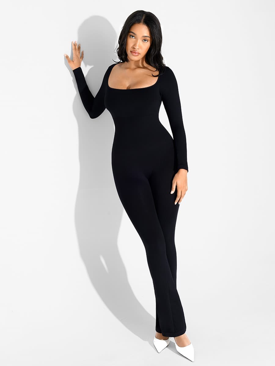 Shapewear | One-Piece Jumpsuit | Flared Legs | Square Neck