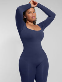 Shapewear | One-Piece Jumpsuit | Flared Legs | Square Neck