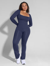 Shapewear | One-Piece Jumpsuit | Flared Legs | Square Neck