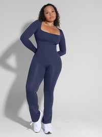 Shapewear | One-Piece Jumpsuit | Flared Legs | Square Neck