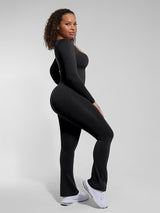 Shapewear | One-Piece Jumpsuit | Flared Legs | Square Neck
