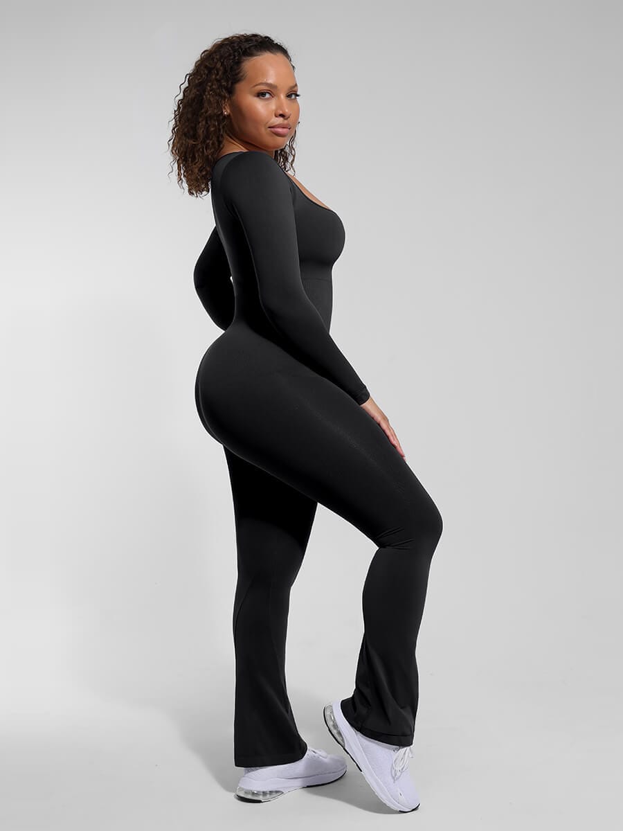 Shapewear | One-Piece Jumpsuit | Flared Legs | Square Neck